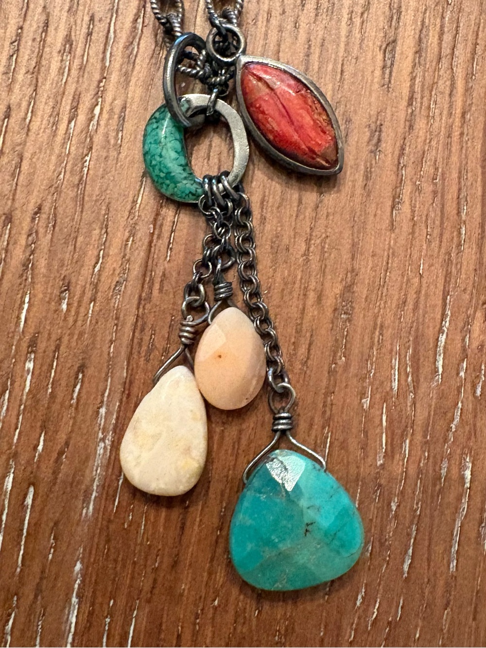 Silpada N1508 925 Sterling Silver with dangling clustered gemstones